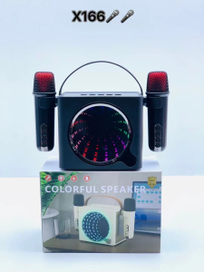Bluetooth speaker with wireless mic  fit for family party and outdoor with 3D stereo and colorful  LED dance lights   New CR-X166dance lights