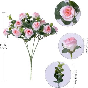 Bunga Artificial Small Rose Mix Eucalyptus Bunga Palsu Home Decor