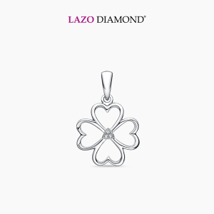 LAZO DIAMOND Minimalist Lucky Clover Diamond Pendant in 375/9K White Gold
