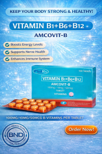Amcovit-B Vitamin B1 + B6 + B12 100 Tablets B-Complex Dietary Supplement FDA Approved BNDCORP