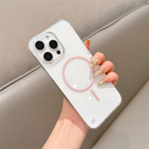 For Magsafe Ultra Thin Frameless HD Clear Phone Case For iPhone 17 15 14 16 Plus 13 12 11 Pro Max Air Wireless Charge PC Cover