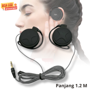 Headphone On-Ear Excelent Earhook Dengan Panjang Kabel 1.2 Meter koneksi 3.5mm dilengkapi Earhook Pengait Telinga Anti Lepas Earphone Plastik Komputer Headset
