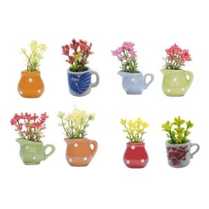 8Pcs Miniature Resins Vase Magnets Refrigerator Decors Strong Magnetic Hold Flower Pot Kitchen Office Decors Ornaments