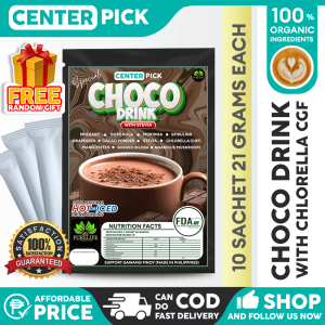 Centerpick Choco Drink 10 Sachets Organic Brew Chocolate Stevia Blend Healthy Choco Herbal Mix. Grain Herbs With Guto Kola Moringa Cholera Gf Spirulina & Gingko Biloba Coffe Bean Rice Coffee.