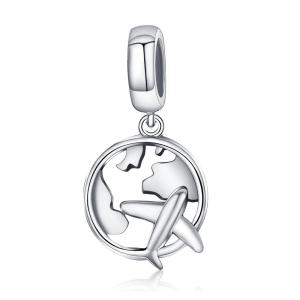 BAMOER Authentic 925 Sterling Silver Traveling Dream Plane Charm Beads Fit Charm Bracelets Fashion Jewelry SCC242