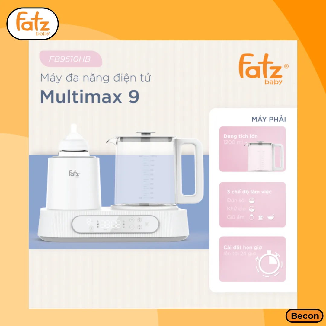 Máy đa năng điện tử Fatz Baby Multimax 9 FB9510HB, lắc sữa/đun & hâm nước pha sữa, dung tích 1200ml:5826