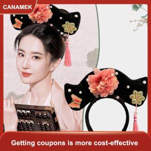 【CANAMEK】 Hoa Trung Quốc Phong Cách Mũ Nón Tua Ngọc Trai Cổ Phong Cách Headband Công Chúa Tóc Hoop Hanfu Mũ Hanfu Tóc Clip Phụ Nữ