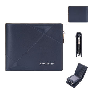 DOMPET UANG PRIA WANITA BIFOLD DENGAN ZIPPER KOIN BAELLERRY D9194 MOTIF MINIMALIS