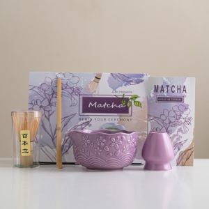 SPORTS XU 2/4/7 Pcs ซากุระ ชามมัทฉะ เซรามิก ดอกไม้ ที่วางไม้ตีมัทฉะ ใหม่ พร้อมพวยกา ชุดน้ำชาญี่ปุ่น ผู้รักชา