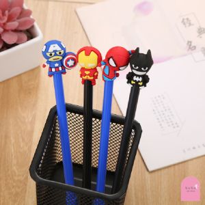 DS.Super Hero Gel Pen Black Ink Pen Cute Creative Student Stationery School Cartoon Hero Gel Pen Alat Tulis