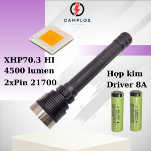 Đèn pin siêu sáng 4500 lumen Mantaray M50 đèn bin cầm tay led XHP70.3 HI vỏ hợp kim nhôm chống nước chiếu xa pin với 2 pin 21700
