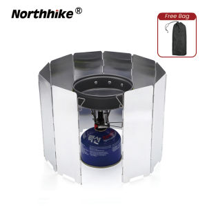 Northhike Foldable Windshield for Camping Stove Ultra-light Aluminum Alloy Wind Shield for Gas Stove Outdoor Cooking Burner 10Plates with Bag Camping Set Equipment Camping Essentials