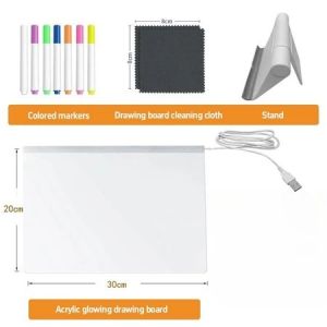 Little Buddy LED Acrylic DIY Drawing Board Reusable Luminous Erasable Writing Painting for Kids Children Home Bedroom Party Decor