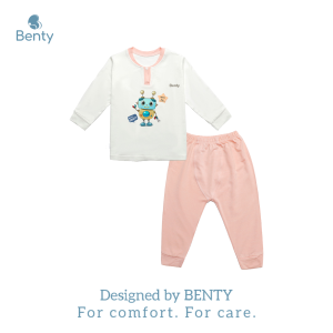 Bộ dài tay cổ trụ in hình Hello BENTY BT047 thấm hút mồ hôi  đồ bộ trẻ em cao cấp