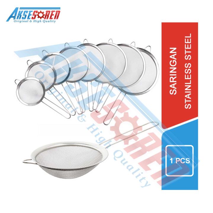 Aksesoren Saringan Stainless Steel [1 Pcs] / Penyaring Gorengan Air Kopi Teh Jeruk Tepung Kelapa Stainless 10 / 12 / 14 / 16 / 18 / 20 / 22 Cm / Serokan Masak Alat Penggorengan Dapur Besar Kecil