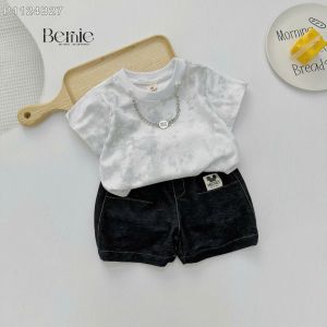 Set bộ bé trai áo thun cotton và quần phối dây xích phong cách 1 đến 7 tuổi BERNIE P1124B27