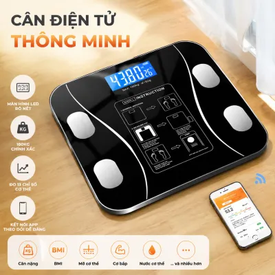 [TẶNG KÈM PIN LOẠI XỊN] CÂN ĐIỆN TỬ THÔNG MINH. THIẾT BỊ ĐO CÂN NẶNG KẾT NỐI BLUETOOH PHÂN TÍCH ĐO LƯỜNG CHỈ SỐ CỤ THỂ - CÂN SỨC KHỎE CÂN ĐIỆN TỬ SỨC KHỎE