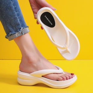 [Free Shipping] Korean-Style High-Heeled Sandals New Summer Fashion Wedge-Heel Flip-Flops With Thick Soles Designed For Outdoor Wear And Beach Use