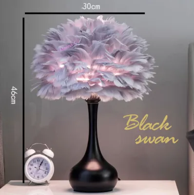 Nordic Style LED Feather Bedside Lamp Modern Simple Table Lamp E27 Home Decor Table Lights Creative Hardware Table Lamp
