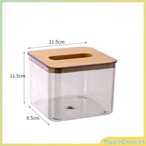 M.Grocer Tissue Box Gray Transparent Nordic Style Paper Roll Box Desktop Storage Box S/M/L