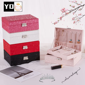 กล่องเครื่องประดับหลายชั้น มีตัวล็อก 0863 หนังพียูพิมพ์ลาย