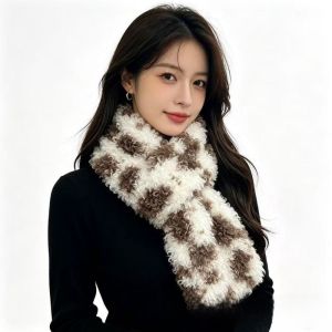 KENAIDOO Imitation Cashmere Fur Scarf Wrap Thick Fluffy Long Strip Plush Long Scarf Korean Street Style Comfortable Fluffy Winter Scarf for Outdoor Warm