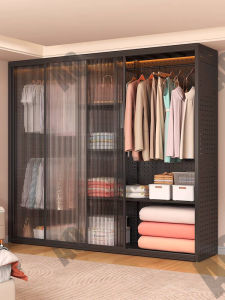 [CozyNest ]Wardrobe Bedroom Home Storage Rack Custom Clothes Hanger Floor-standing Glass Door Punchboard Wardrobe