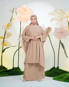HJ One Set Lubna – Modest & Elegant Flowy Outfit | Gamis Wanita Muslimah Syari Polos Panjang Dewasa Lebaran