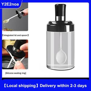 【Local shipping】 Glass Condiment Jars Set 4-Piece Spoon-Lid Combo