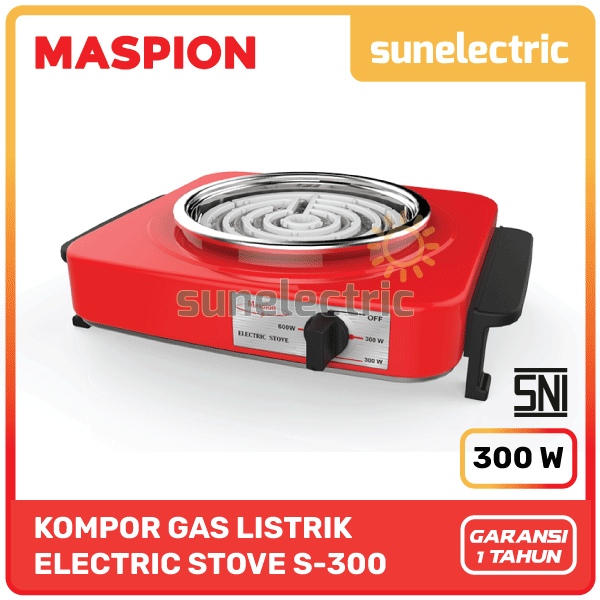 Maspion S-300 Kompor Listrik Heater Wire Plate 300 Watt MSP S300 / S 300 - Merah
