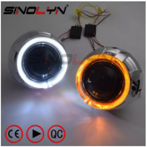 Sinolyn 3.0 inch Car Lens Retrofit Projector Bi-xenon H4 H7 Headlight Lenses Angel Eyes Running Lights Kit Turn Signal Halo Accessories