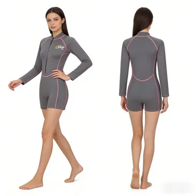 Women 2.5mm Wetsuit Neoprene Keep Warm Stand Collar Long Sleeve Zipper Jumpsuit for Swimming Surfing Snorkeling Diving