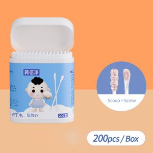 3 in 1 Cotton Swab 200pcs Double-headed Baby Cotton Swab Disposable Ear Nose Cleaning Tipped