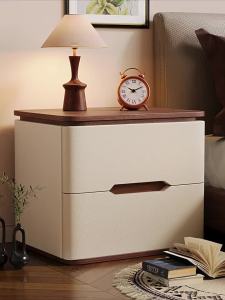 Bedside Tables Slim Bed Table Narrow Bedside Cabinet Bed Side Table Bedroom Chest Of Drawers New small simple solid wood drawer no installation required vintage cream style