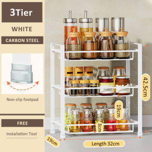 Veckle【2025 New】2/3 Layers Kitchen Spice Rack with Cover Dust-proof Insect-proof Condiment Rack Kitchen Organizer with Drawer