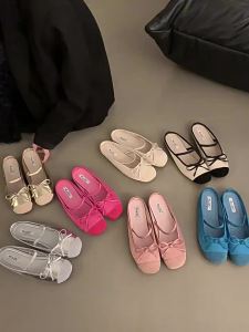 Giày Nữ Buổi Tối Dép Nửa Mary Jane Kiểu Pháp Đế Bằng Nhẹ Nhàng Giày Đơn Kiểu Trung Quốc Mới Giày Ba Lê Màu Xanh Đế Mềm Xuân Hè