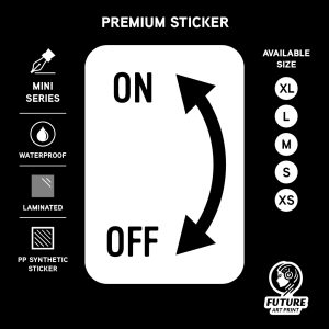 On Off Arrow Direction Instruction Turn Switch Flip Power. Sticker Label Sign Signage Small Mini. Buka Tutup Suis Stiker