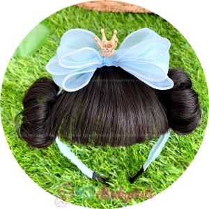 Bờm Tóc Giả Cho Bé Gái Nơ Vương Miện Kèm Tóc Mái Ngang Và Búi 2 Bên