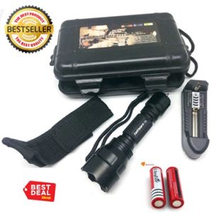 Senter LED Super Terang Jarak Jauh 1000 Meter/Senter LED Sorot/Senter LED Tahan Air/Senter LED Paket Lengkap Dengan Baterai/Senter LED Paling Laris