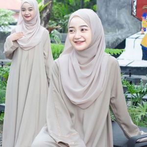 Rumi Abaya Anak Perempuan Umur 12 18 Tahun Crinkle Premium Bahan Jatuh Gamis Lebaran Terbaru 2025 VIral Polos