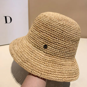 Designer High-quality Raffia Straw Hat Women Summer Beach Sun Hats Korean Luxury Travel Sun Protection Breathable Fisherman Hat2026
