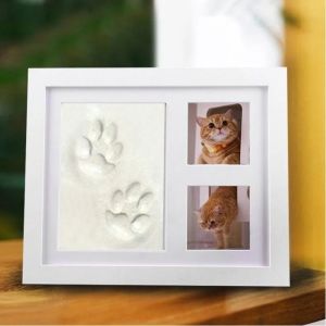 NEXTYOO Khuôn đất sét Bộ tưởng niệm dấu chân thú cưng Khung ảnh Quà lưu niệm cho thú cưng Khung ảnh lưu giữ dấu chân Trang trí Khung ảnh in hình dấu chân Thú cưng