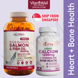 BUNDLE DEAL - NB Salmon Fish Oil 1000mg 300s + NB Liquid Calcium 1200mg + Vitamin D3 - Calcium Bone & Joint Supplement