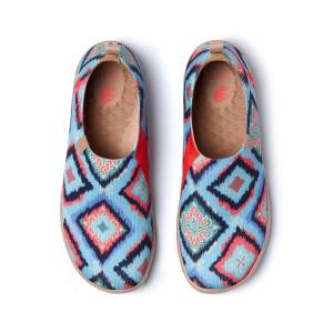 UIN Womens Fashion Variable Lattice Sneaker Painted Canvas Slip-On Ladies Travel Shoes