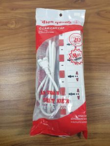 Ổ cắm Điện Quang 5 công tắc 5 ổ 3 chấu dây 2m/5m chịu tải 2600W có rờ le điện bảo vệ