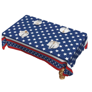 Heavy Dutys Polyester Red White Blue Table Cover American Flags Stars Patriotic Tablecloth Decoration