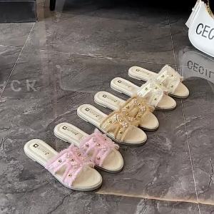 [Free Shipping] Silver Buckle Flat Sandals For Women Summer 2025 New Style One-Strap Sandals Fashionable Outdoor Sandals For Vacations