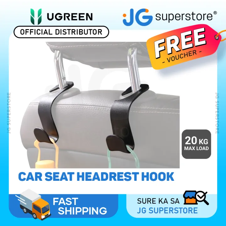 Ugreen 2pcs Universal Headrest Hook Car Organizer Seat Hangers with Up to  20kg Max Payload for Bag, Umbrella, Coat, Grocery Bags Car Interior