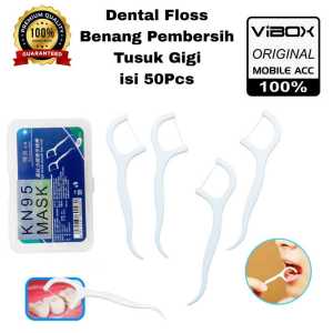 Vr~KN95 Mask Dental Floss Tusuk Gigi Benang Macromolecul Area Pembersih Sela Gigi Toothpick Premium (1box isi 50Pc)