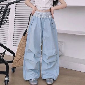 🚚ส่งไว จากไทย🚚 กางเกงขายาวเด็กผู้หญิง กางเกงคาร์โก้เด็ก เวอร์ชั่นเกาหลี อเนกประสงค์ ความงาม ใหม่สําหรับปี 2025